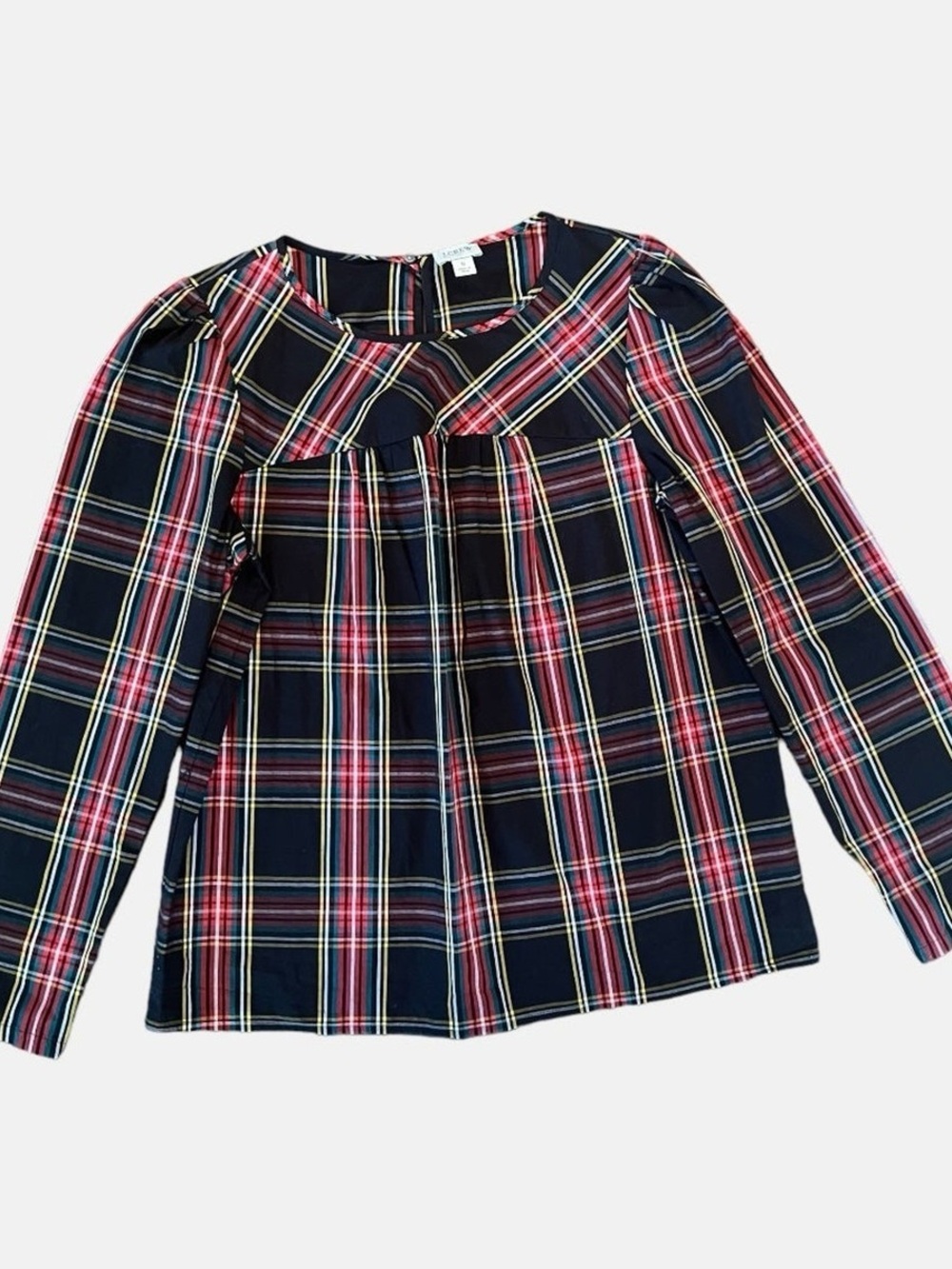 J. Crew Tartan Puff Sleeve Top, Size XS